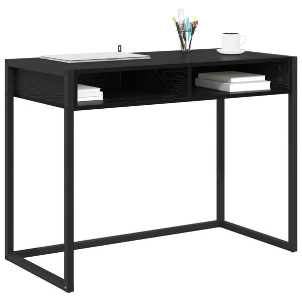 vidaXL Schreibtisch mit Speicher Schwarz Eichen-Optik 100 x 50 x 75 cm