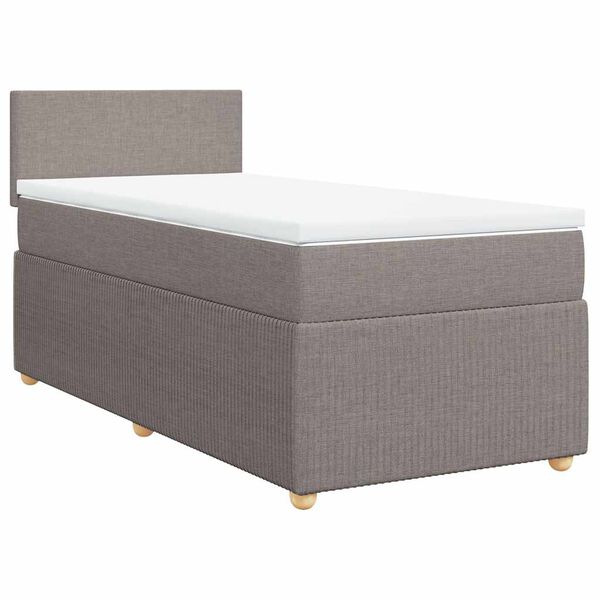vidaXL Boxspringbett mit Matratze Taupe 100x200 cm Stoff