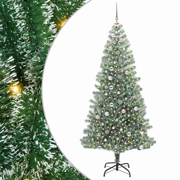 vidaXL K&uuml;nstlicher Weihnachtsbaum beschneit mit LED Licht 240 cm