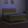 vidaXL Boxspringbett mit Matratze & LED Gr&uuml;n 160x200 cm Stoff