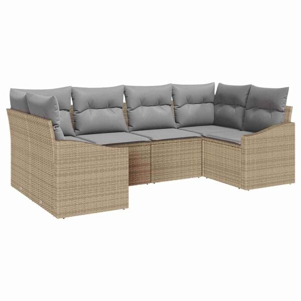 vidaXL Gartensofa-set 6 pcs Beige und Hellgrau Poly-Rattan