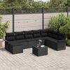 vidaXL Garten-Sofa-Set mit Kissen mit Speicher 9 pcs Beige Poly Rattan