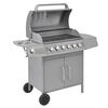 vidaXL Gasgrill 6+1 Flammen Silbern