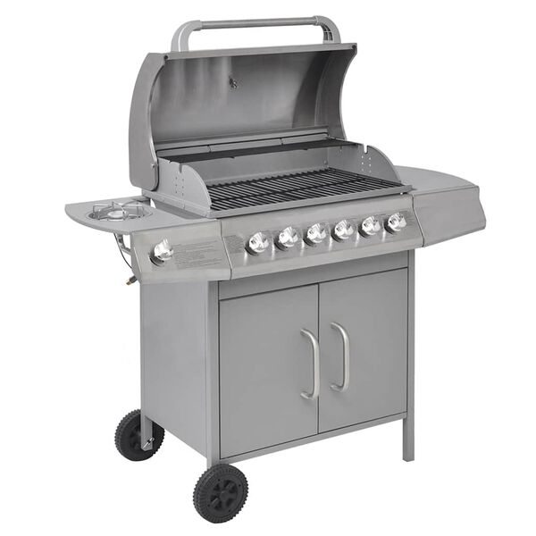 vidaXL Gasgrill 6+1 Flammen Silbern