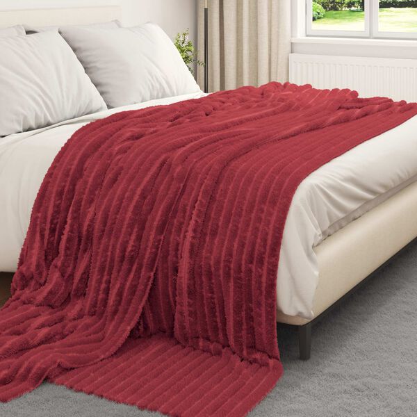 vidaXL &Uuml;berwurfdecke Bordeauxrot 270 x 240 cm Fleece