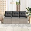 vidaXL Sofa Set mit Kissen 3 pcs Grau Poly-Rattan