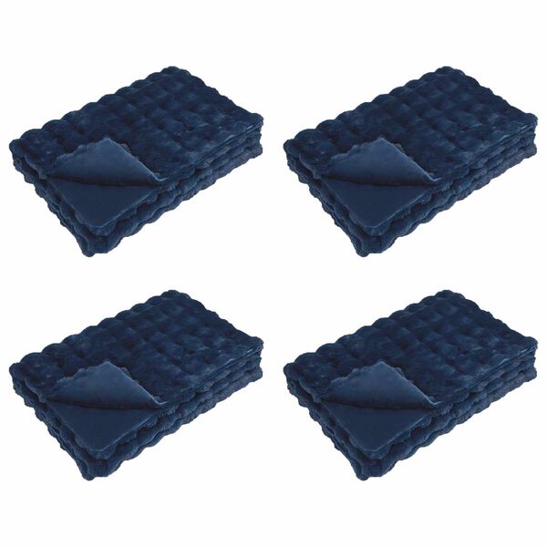vidaXL Kunstfell Kaninchenfell Decke 4 pcs Marineblau 130 x 150 cm