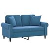 vidaXL 2-Sitzer-Sofa mit Zierkissen Blau 120 cm Samt
