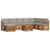vidaXL Ecksofa Set 9 pcs Nat&uuml;rlich und Hellgrau Massivholz Akazie