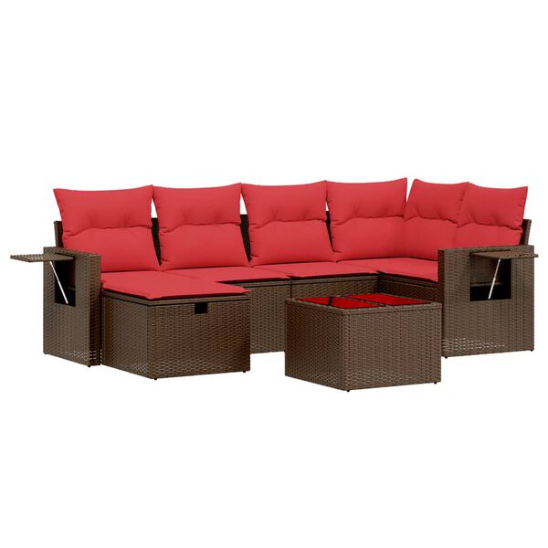 vidaXL 6-teiliges Gartensofa-Set mit Kissen, braun, Polyrattan