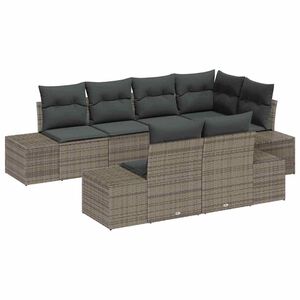 vidaXL Gartensofa-set mit Speicher 7 pcs Grau Poly-Rattan