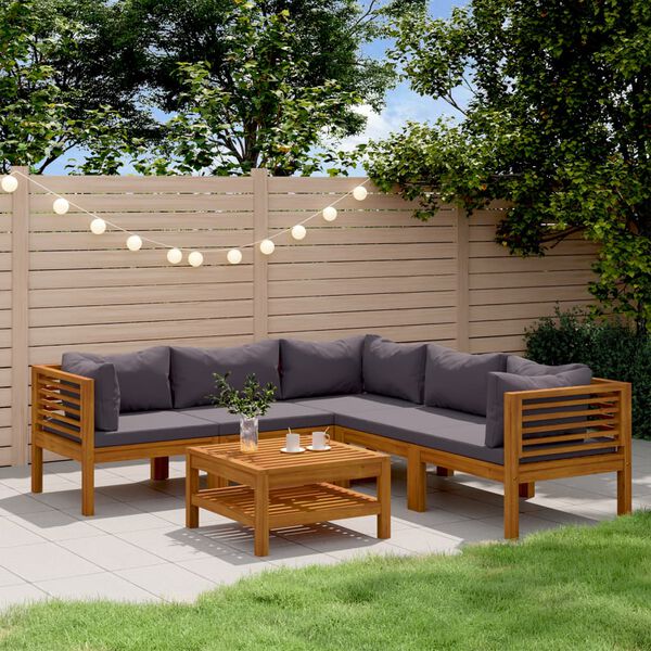 vidaXL 6-tlg. Garten-Lounge-Set mit Auflage Massivholz Akazie