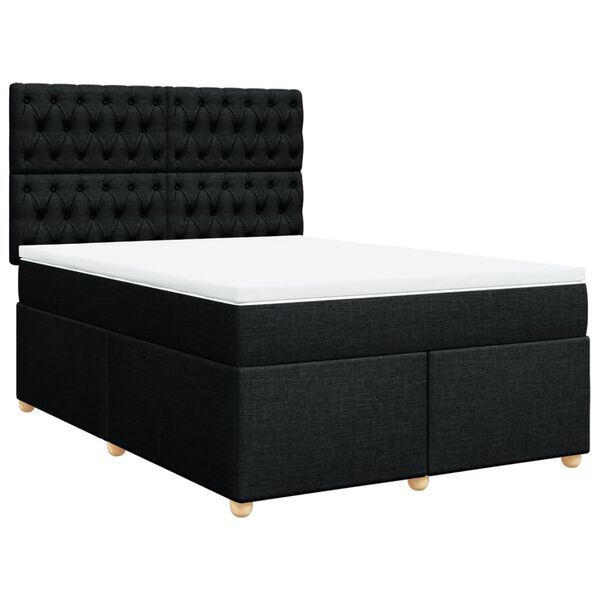 vidaXL Boxspringbett mit Matratze Schwarz 140x190 cm Stoff