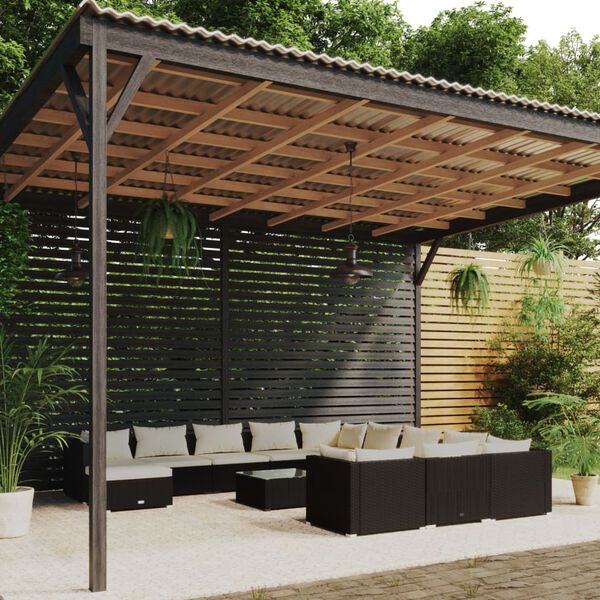vidaXL 13-tlg. Garten-Lounge-Set mit Kissen Poly Rattan Schwarz