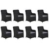 vidaXL 9-tlg. Garten-Essgruppe Poly Rattan Schwarz