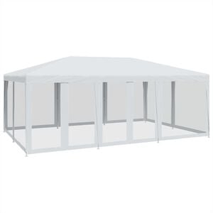 vidaXL Partyzelt mit 10 Mesh-Seitenteilen Wei&szlig; 6x4 m HDPE
