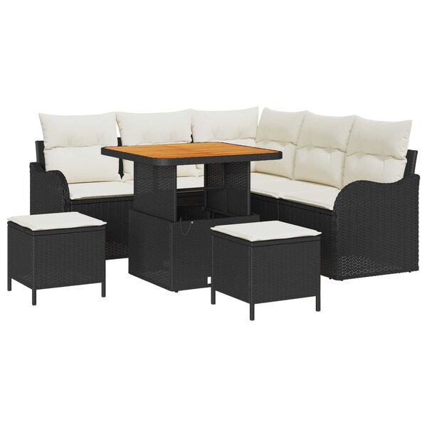 vidaXL Garten-Sofa-Set 8 pcs Schwarz Poly-Rattan