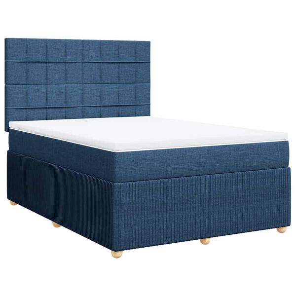 vidaXL Boxspringbett mit Matratze Blau 140x190 cm Stoff