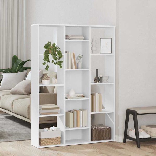 vidaXL Raumteiler/B&uuml;cherregal Wei&szlig; 100x24x140 cm Holzwerkstoff