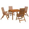 vidaXL 5-teiliges Garten-Esszimmer-Set Natur Massivholz Akazie