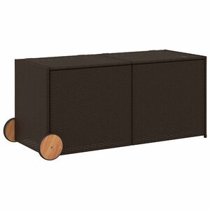 vidaXL Gartentruhe mit Rollen Braun 283L Poly Rattan