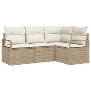 vidaXL Sofa Set mit Kissen Beige Poly Rattan