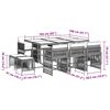 vidaXL 11-tlg. Garten-Essgruppe mit Kissen Grau Poly Rattan