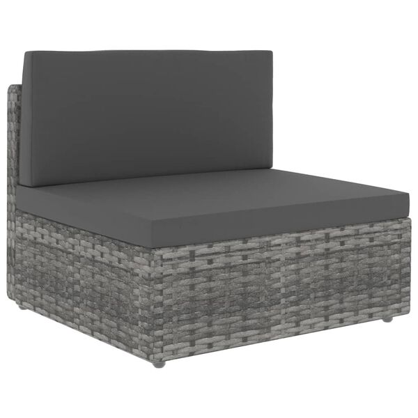 vidaXL Modulares Mittelsofa Poly Rattan Grau