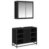 vidaXL Badezimmerm&ouml;bel-Set 2 pcs Schwarz Eichen-Optik Holzwerkstoff