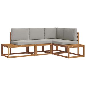 vidaXL Outdoor-Sofagarnitur mit Kissen 4 St&uuml;ck Nat&uuml;rlich und Hellgrau