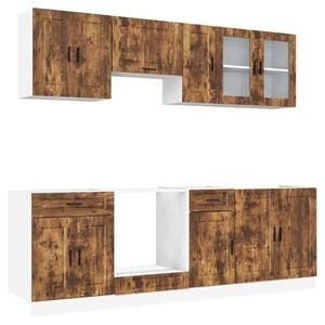 vidaXL 8-tlg. K&uuml;chenschrank-Set Porto R&auml;uchereiche Holzwerkstoff