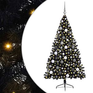 vidaXL K&uuml;nstlicher vorbeleuchteter Weihnachtsbaum Schwarz 180 cm PVC