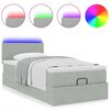 vidaXL Ottoman-Bett mit Matratze & LEDs Hellgrau 80x200 cm Samt