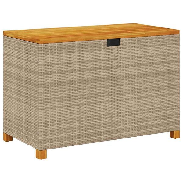 vidaXL Gartentruhe Beige 110x55x63 cm Poly Rattan Akazienholz