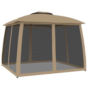 vidaXL Pavillon mit Doppeldach & Netzw&auml;nden Taupe 2,93x2,93 m Stahl
