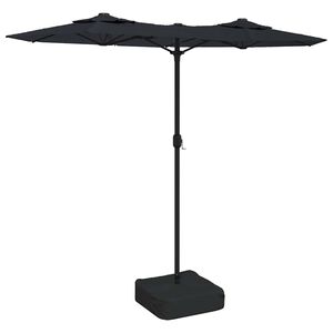 vidaXL Doppel-Sonnenschirm mit LED-Leuchten Schwarz 316x145 cm