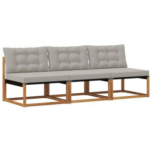 vidaXL 3 St&uuml;ck Outdoor Mittelsofa Massives Akazienholz und Textilene
