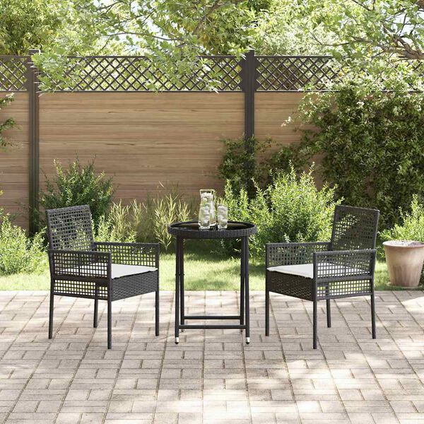 vidaXL Garten Bistro Set 3 pcs Schwarz Poly-Rattan