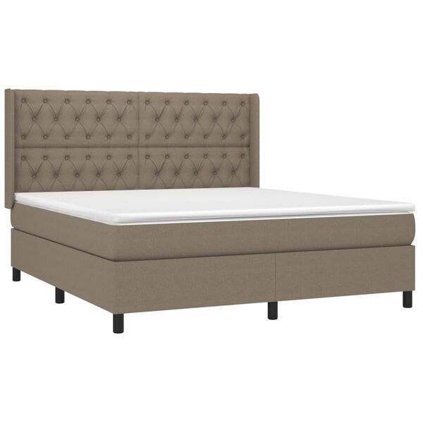 vidaXL Boxspringbett mit Matratze Taupe 160x200 cm Stoff