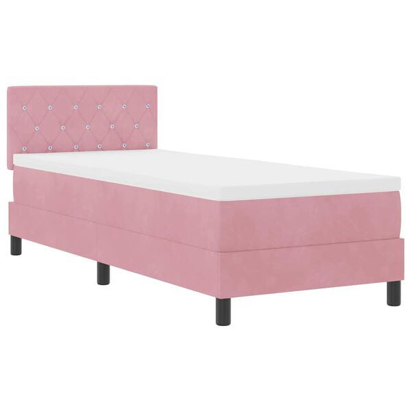 vidaXL Boxspringbett mit Matratze mit Kopfteil Rosa 80 x 200 cm Samt