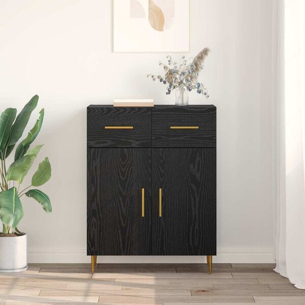 vidaXL Sideboard Schwarz Eichen-Optik 69,5 x 34 x 90 cm Holzwerkstoff