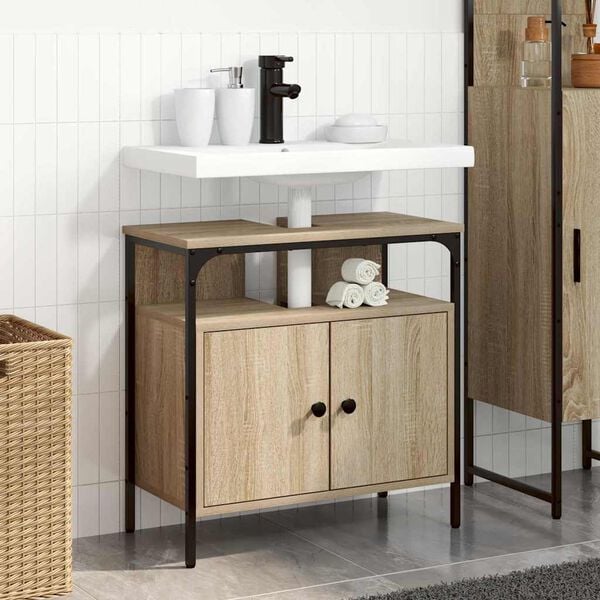 vidaXL Badezimmerschrank mit T&uuml;r Beige 60 x 30 x 60 cm Holzwerkstoff