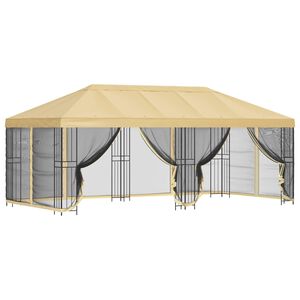 vidaXL Pavillon mit Seitenw&auml;nden 6 x 3 m Creme Polyester und Stahl 190