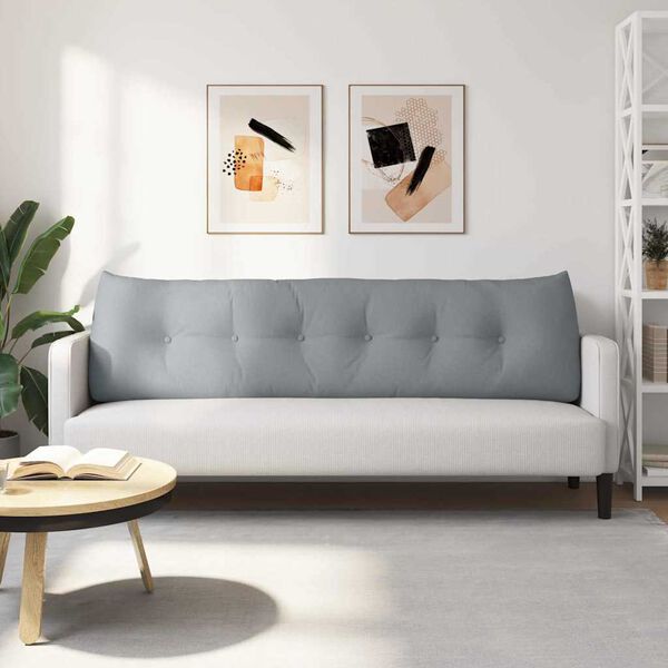 vidaXL R&uuml;cken Kissen Hellgrau 180 x 24 x 50 cm Stoff