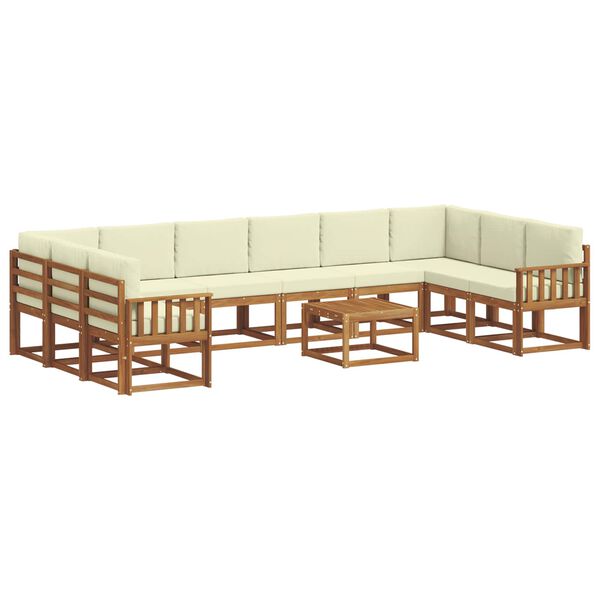 vidaXL Outdoor-Sofagarnitur mit Kissen 11 pcs Natur und Creme