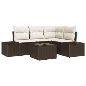 vidaXL Gartensofa-set mit Speicher Braun und Creme Poly-Rattan