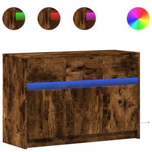 vidaXL TV-Schrank mit LED-Beleuchtung R&auml;uchereiche 91x34x61 cm