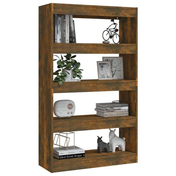 vidaXL Bücherregal/Raumteiler Räuchereiche 80x30x135 cm Holzwerkstoff