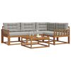 vidaXL Outdoor-Sofagarnitur mit Kissen 5 pcs Nat&uuml;rlich und Hellgrau