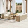 vidaXL Gartensofa-set mit Kissen 11 pcs Beige und Creme Poly-Rattan